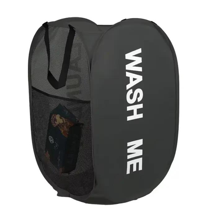 Panier à linge portable en maille, ouverture large, respirant, pliable, gain de place, pour dortoir,