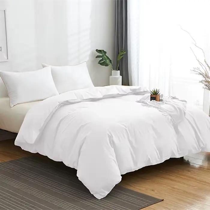 Housse de couette blanche, couleur unie, housse de couette en tissu doux pour la peau, housse de lit