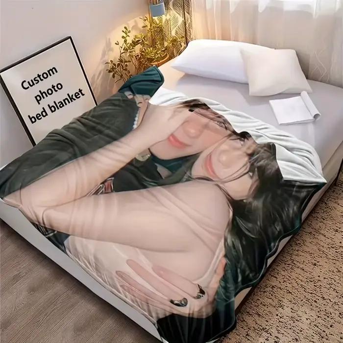 Couverture personnalisée avec Photo personnelle, 1 pièce, couverture de lit en flanelle, pour annive
