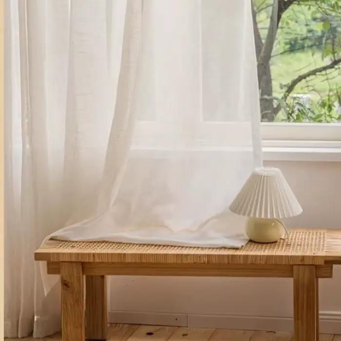 Rideaux transparents en coton et lin, Tulle blanc, pour fenêtre, salon, chambre à coucher, salle à m