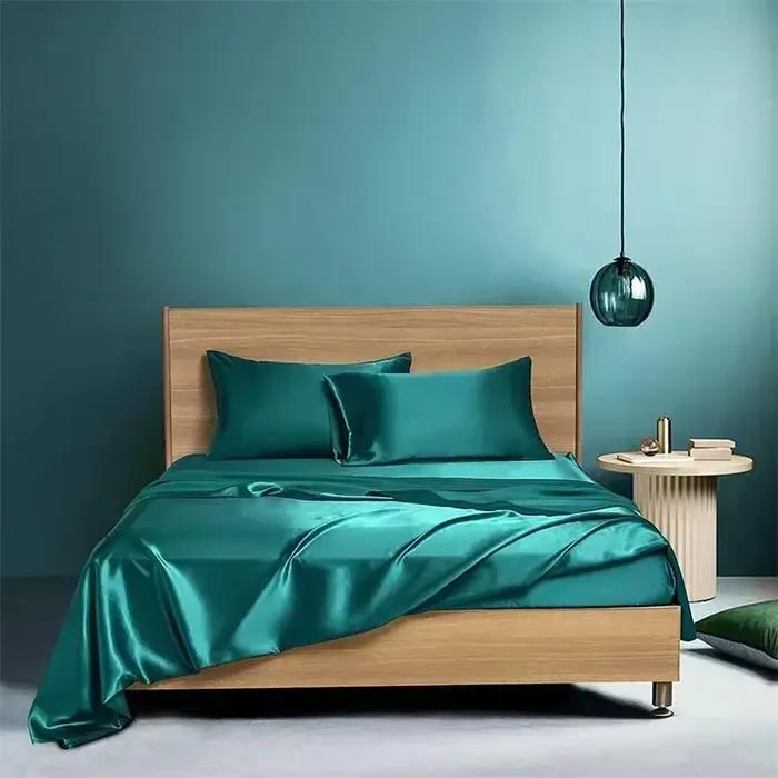 Parure de Lit en Tissu Satiné Haut de Gamme, Ensemble de Literie de Luxe de Qualité A, de Couleur Un