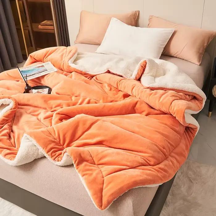 Couverture en Imitation de laine d'agneau Super douce, Double reine, de haute qualité, confortable, 