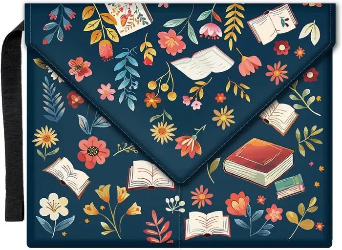 Couverture de livre de fleurs, pochette de livre à motif de livre, 11.6X9.3 pouces, protection de li