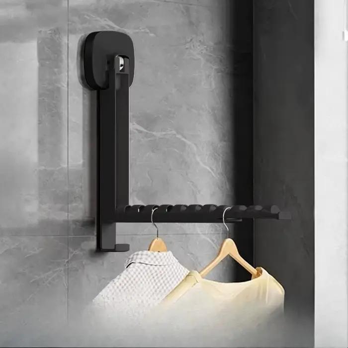 Étendoir à vêtements pliant mural avec ventouse – Étendoir à linge rétractable, portable et peu enco