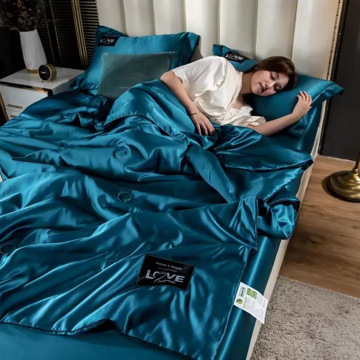 Injet de mûrier d'été, couverture naturelle de luxe, literie en satin, couette, lit Queen, lit simpl