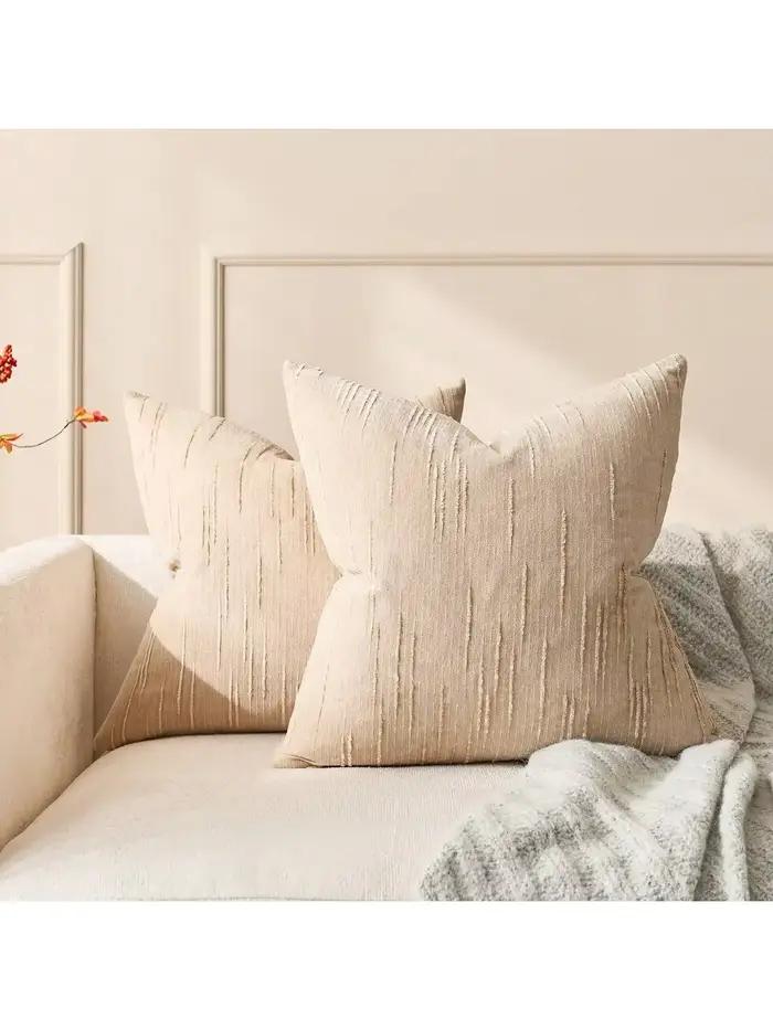Housse de coussin en Faux lin Beige, 45x45CM, taie d'oreiller géométrique Boho, décorative pour la m