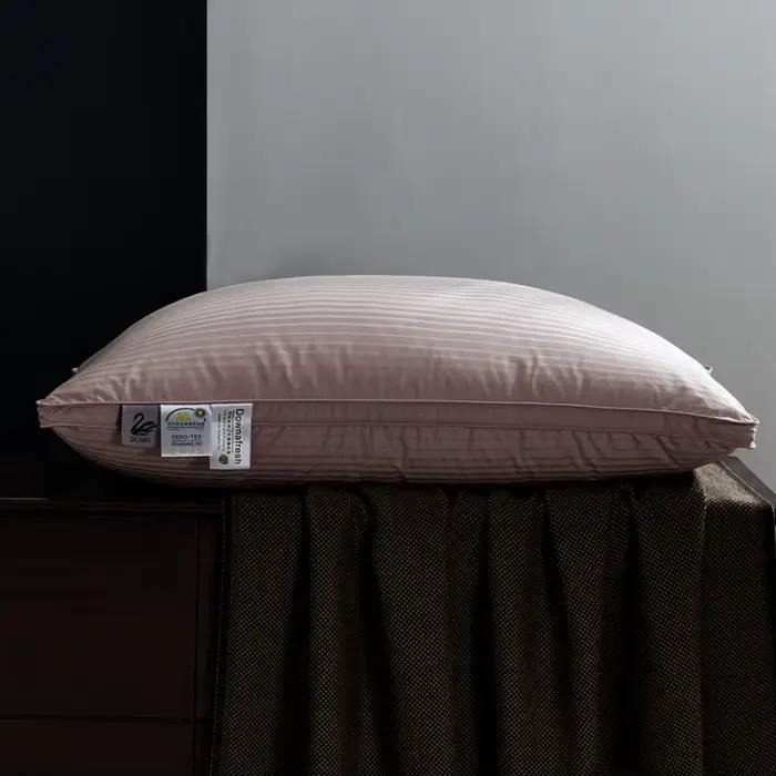 Oreiller en duvet d'oie de qualité hôtel 5 étoiles, avec soutien du cou 3D, tissu 100% coton à rebon