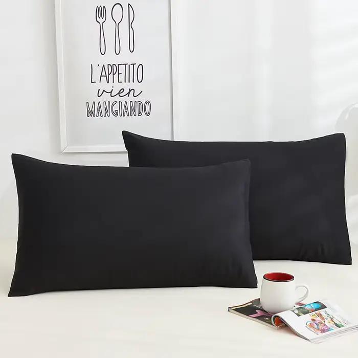 Taie d'oreiller en coton couleur unie, taie d'oreiller noire, enveloppe personnalisée, 40x60 40x70 5
