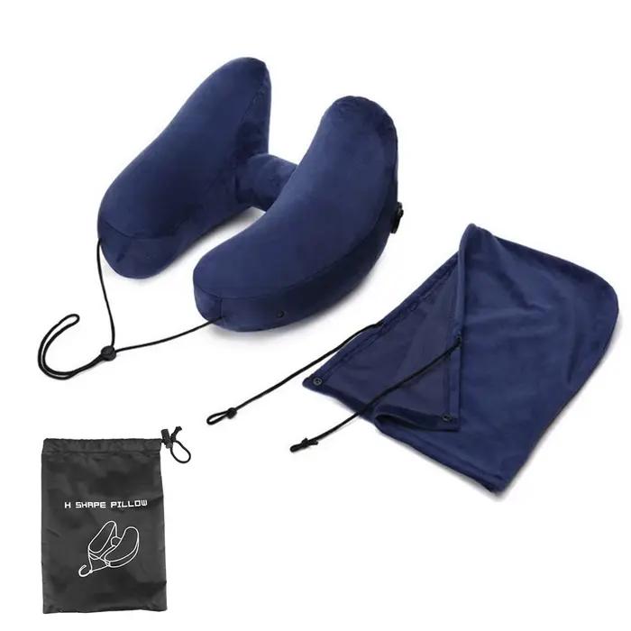 Oreiller gonflable Portable en forme de U, avec capuche, oreiller gonflable en forme de H, oreiller 