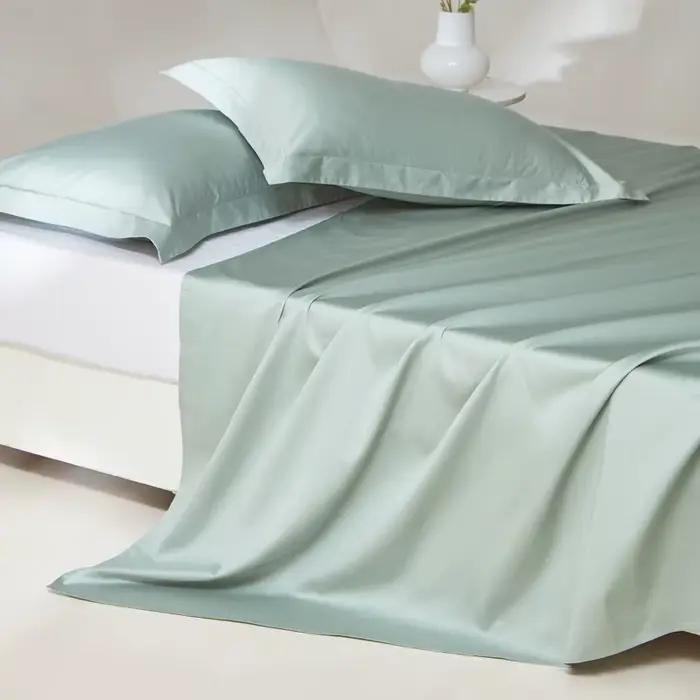 Drap de lit plat en coton égyptien, couvre-lit simple, double, queen et king size, linge de lit doux