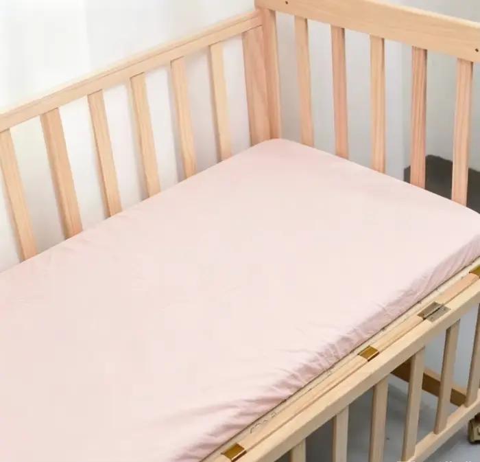 Drap-housse bébé 100% coton, doux, confortable et respirant, couleur unie
