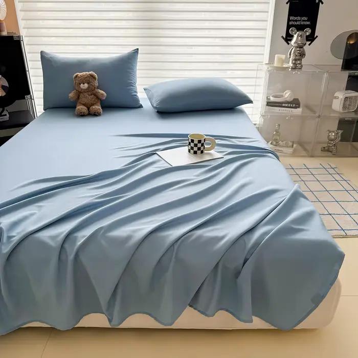 1 drap plat doux uni pour lit simple, double, king, queen, couple