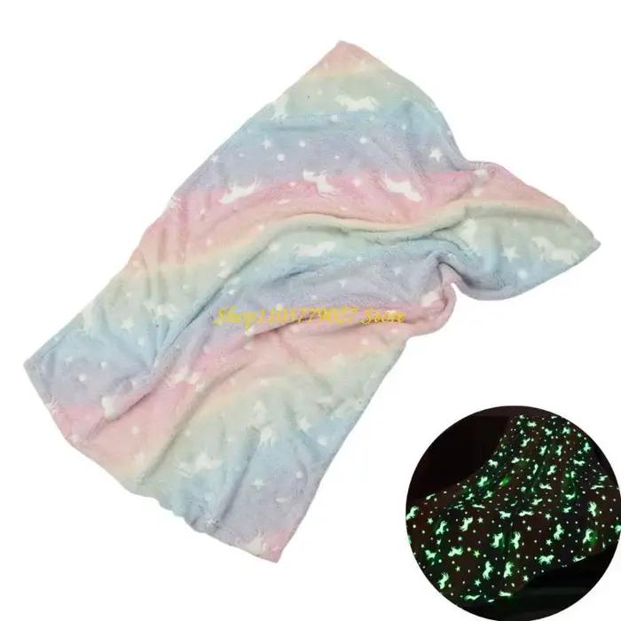 C4DF couverture lumineuse en flanelle hiver chaud blanc cheval nuit couvertures lumineuses en flanel