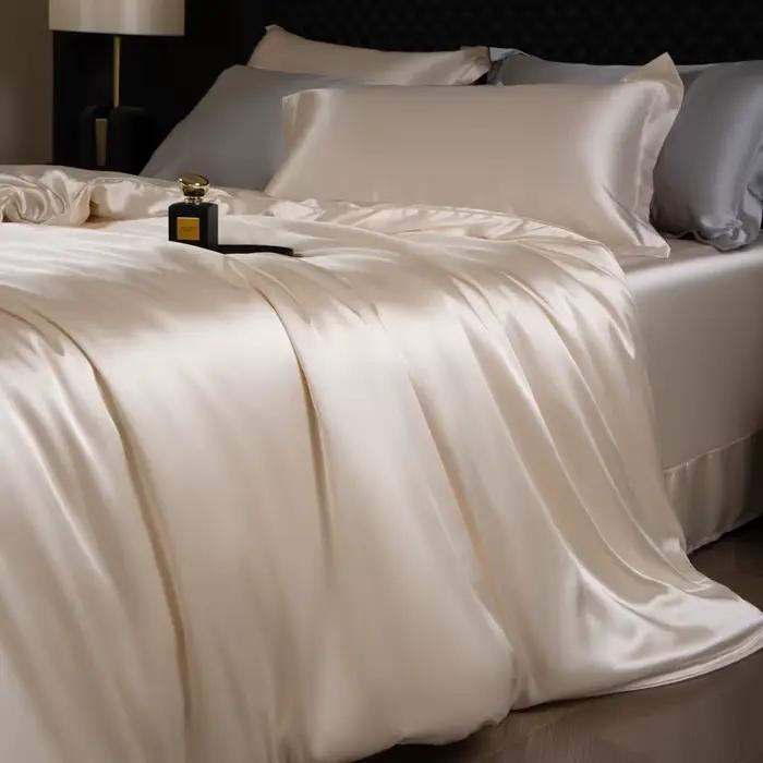 Ensemble de housse de couette de luxe en soie de mûrier, housse de couette et taies d'oreiller en Sa
