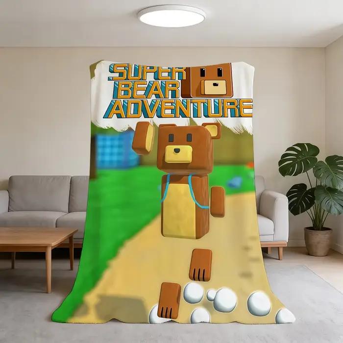 Couverture Super Chaude et Confortable en Peluche S-Super, Couverture Polaire Enfant Ours A-Adventur