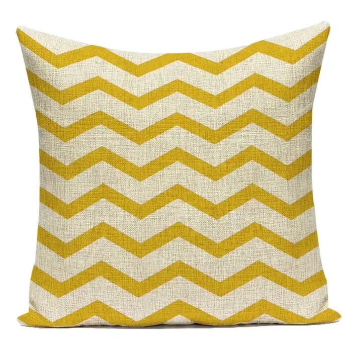 Housse de coussin jaune à rayures géométriques, taie d'oreiller en Polyester ondulé, housse de couss