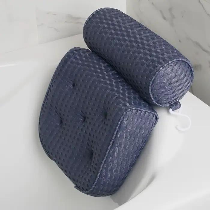 Oreiller de bain pour soutien de baignoire, cou, tête et dos avec ventouses antidérapantes, oreiller