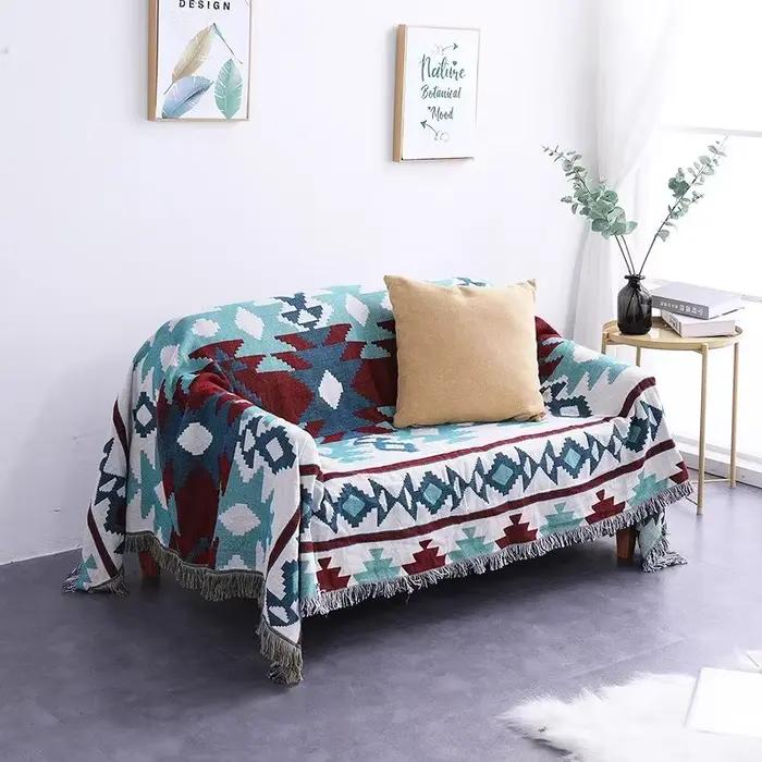 Couverture de canapé moderne et Simple, Jacquard nordique fleur et oiseau, couverture de Camping, co