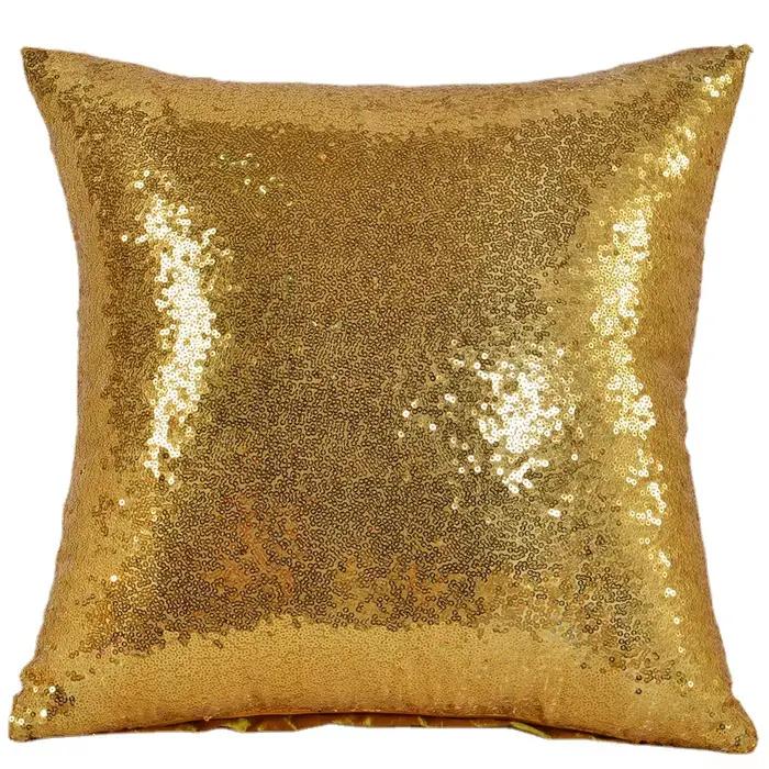 Housses de coussin à paillettes dorées 40x40cm, housses de coussin brillantes avec fermeture éclair 