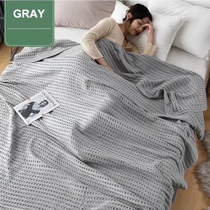 Couverture gaufrée en coton – Couverture d'été légère et respirante pour les dormeurs chauds, jetés 