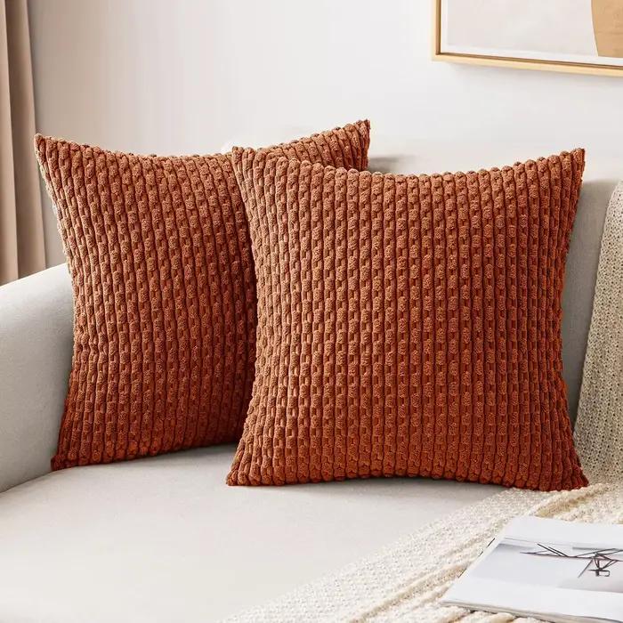 Housse de coussin en velours côtelé, taie d'oreiller décorative, douce, à la mode, harmonie neutre, 