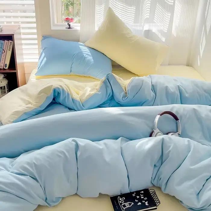 Ensemble de literie en coton, linge de lit avec drap, housse de couette, taie d'oreiller, pour Coupl