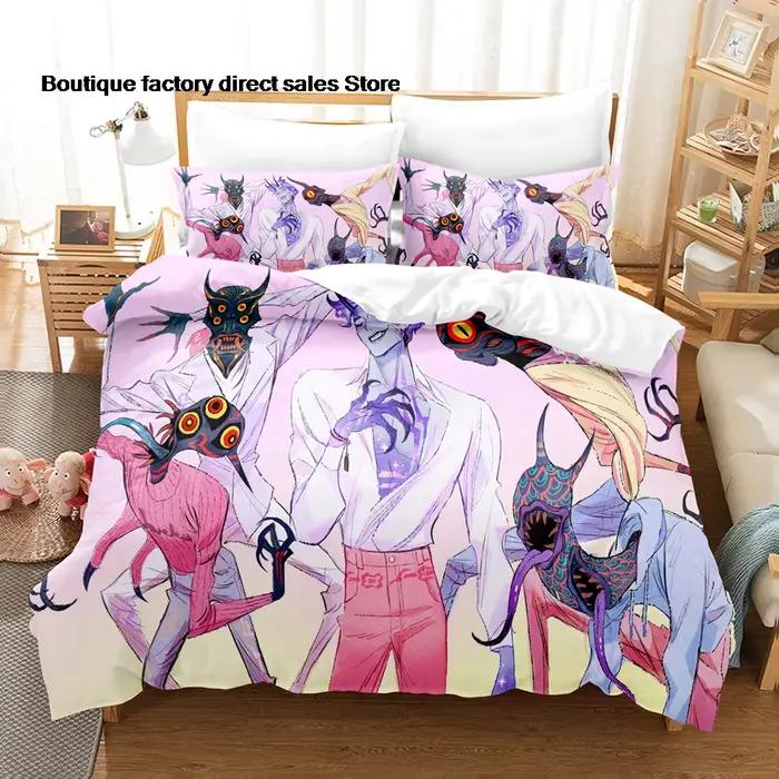 Parure de lit Kawaii Saja Boys Soda Pop, housse de couette et taie d'oreiller 3D dessin animé, texti