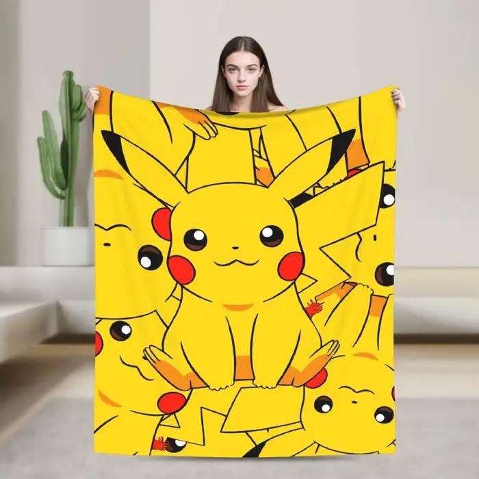 Couverture Super Douce Pikachu pour Enfants, Plaid en Peluche, Couvre-Lit Original pour Canapé et Ch