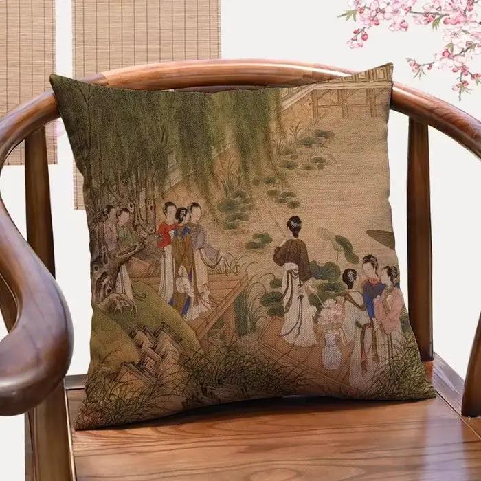 Qingyoutu nouveau personnage classique chinois taie d'oreiller décorative Antique dame photo jeter o