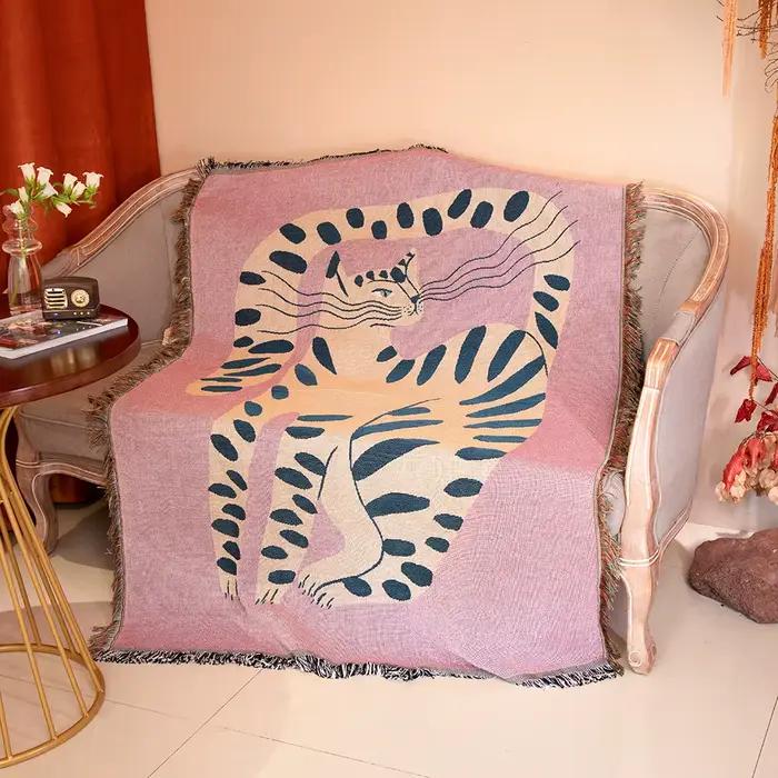 Ville Textile Ins Rose Fille Chat Motif Couverture Maison Décorer Tapisserie Housse De Canapé En Ple