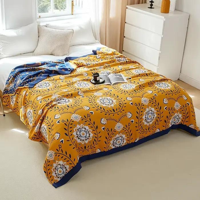 Couvertures d'été en coton de Style pastoral, taille King, en gaze de mousseline, pour lit Double, c