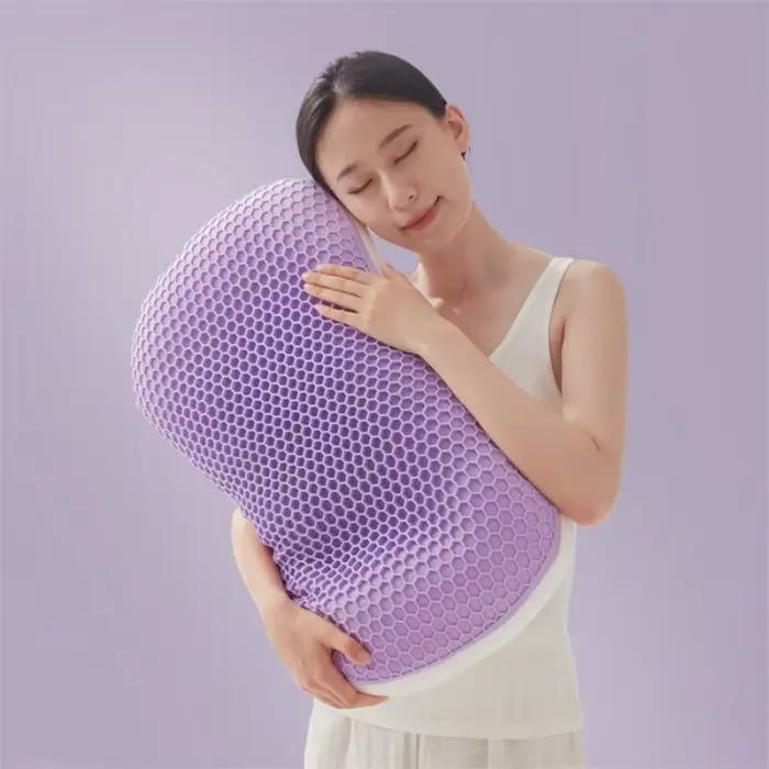 Coussin de soutien cervical respirant et confortable en TPE et polyester, avec grille rafraîchissant