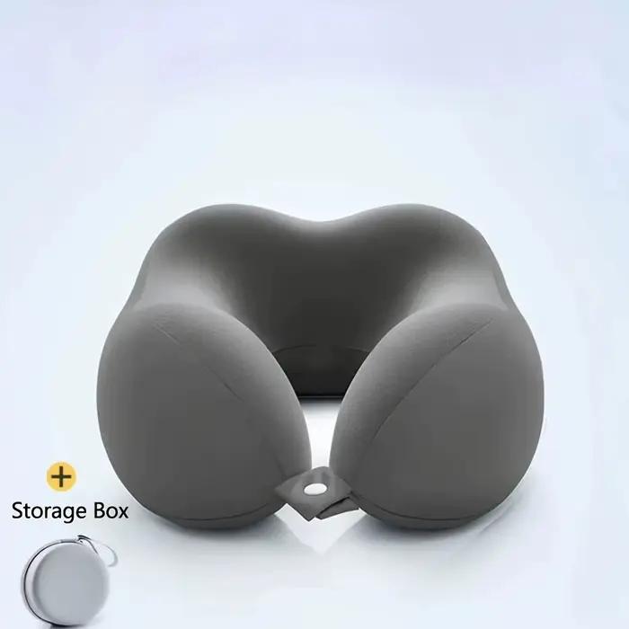 Oreiller cervical confortable en forme de U avec sac de rangement – idéal pour les voyages, la siest