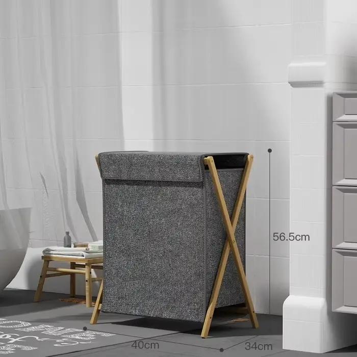 Paniers à linge pliables modernes en bambou, panier à vêtements de salle de bain en tissu Simple, pa