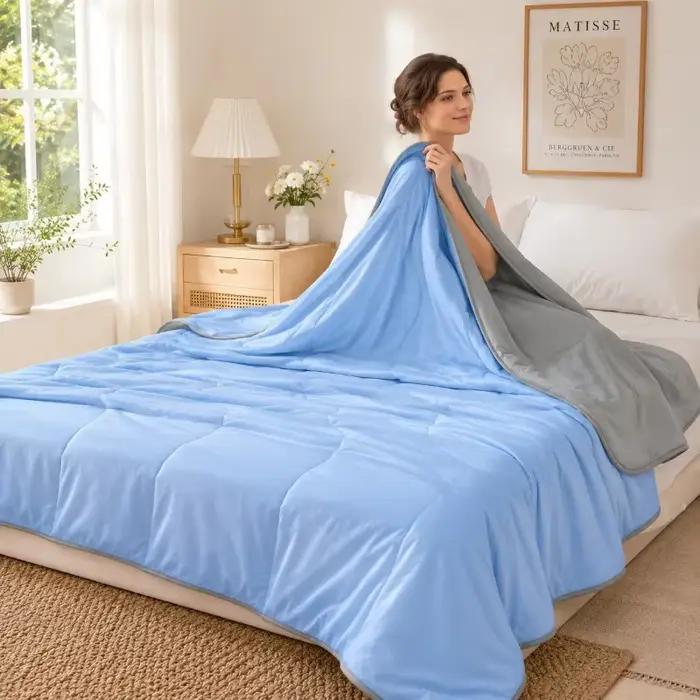 Couette d'été respirante et rafraîchissante, couleur unie, légère, douce au toucher, pour chambre à 