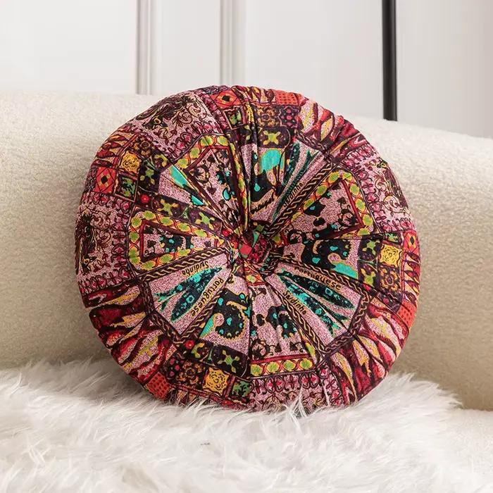 Grand oreiller de sol rond, siège de méditation, inserts de coussin bohème, coussin circulaire Manda