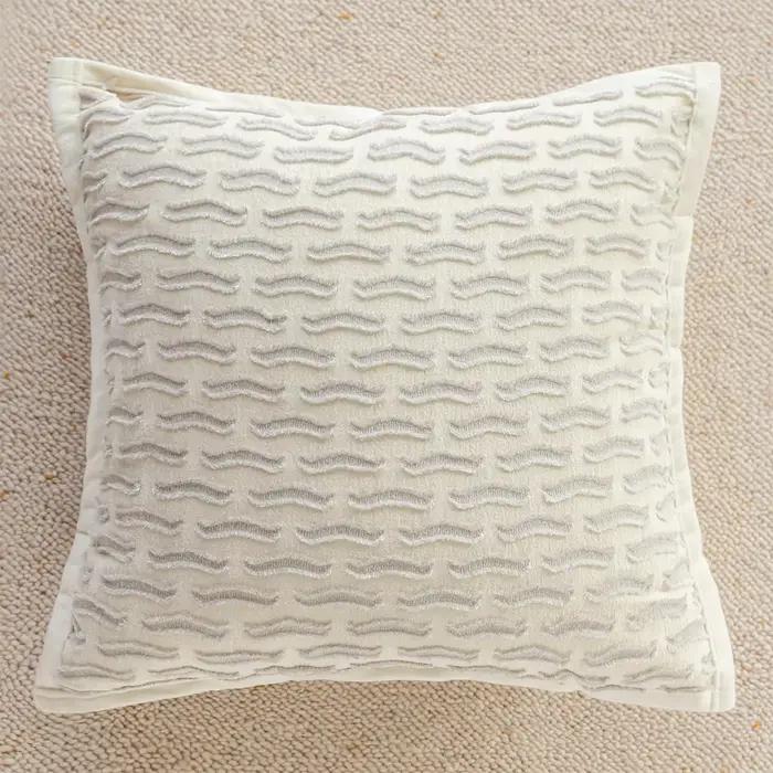 Housse de coussin de luxe française, couleur beige avoine, texture tridimensionnelle, jacquard, déco
