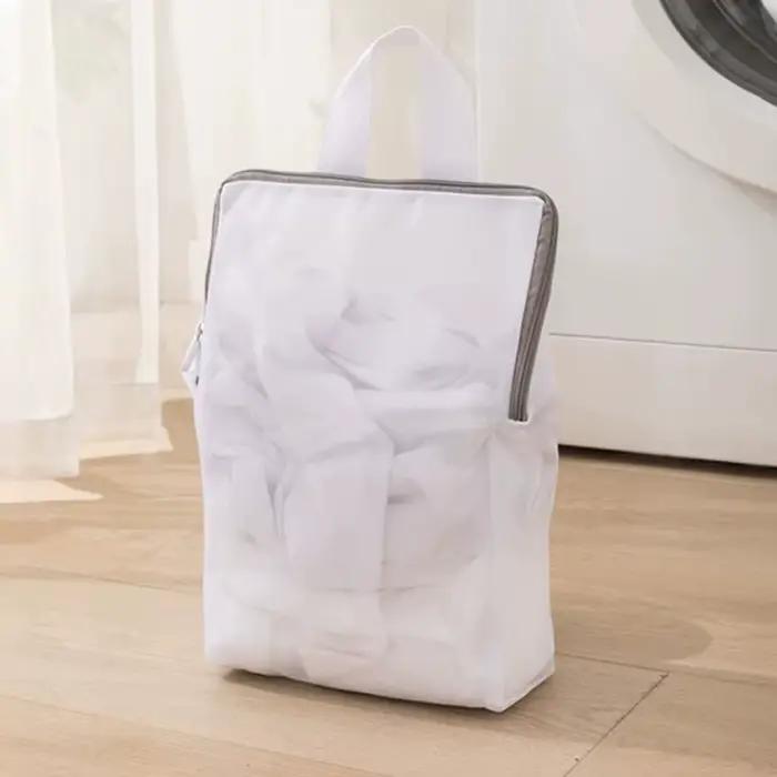 Sac à linge 3D avec poignée, en maille, pour lingerie délicate, sac de lavage pour vêtements sales, 