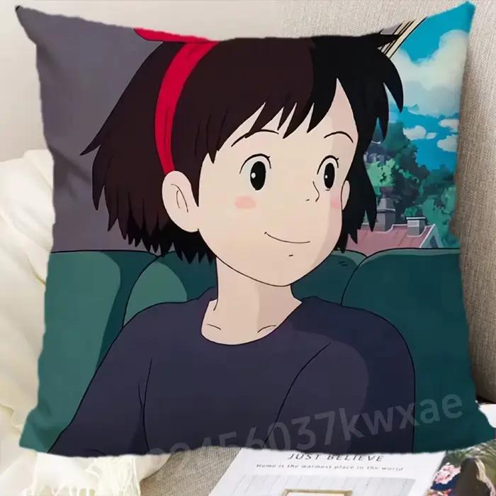 1 pièce Miyazaki Hayao Anime dos taie d'oreiller Kiki et Jiji imprimé Kiki Service de livraison taie