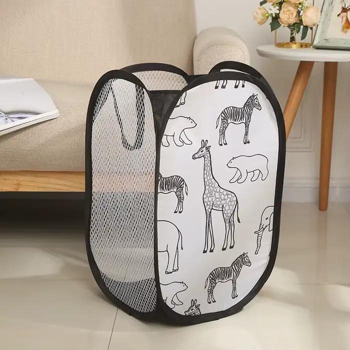 Panier à linge sale grande capacité en maille, ventilé, pliable, portable, pour vêtements et jouets,