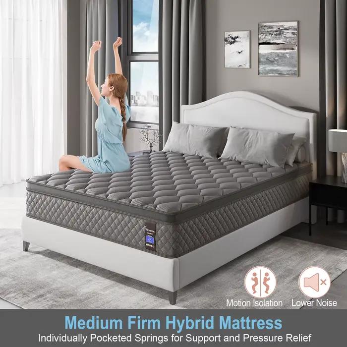 Matelas double Queen King Size 10 "12" 14 " dans une boîte en mousse à mémoire de forme à ressorts h