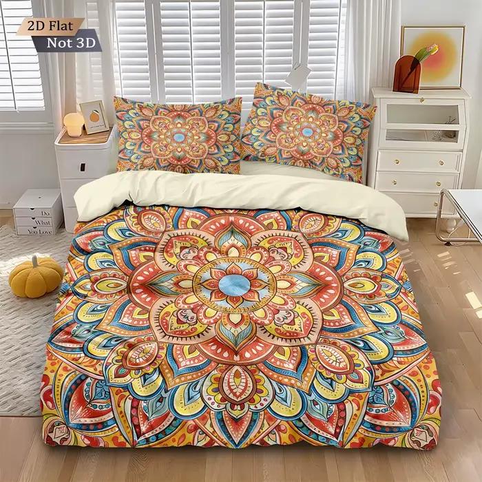 Ensemble de couette imprimé à motifs bohèmes rétro, 3 pièces, plusieurs tailles, décoration de liter