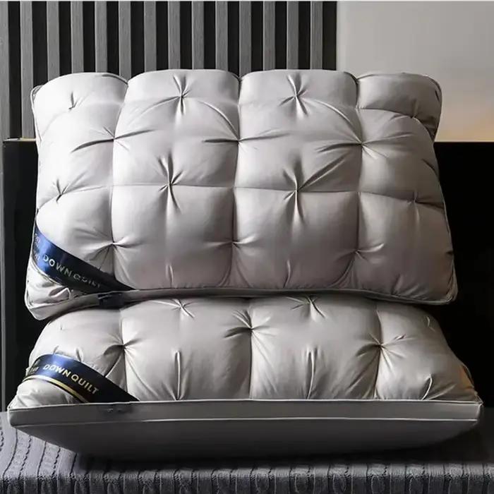 Oreillers de luxe en duvet d'oie blanche, 48x74cm, anti-basse, King Queen, literie 100% coton, Style