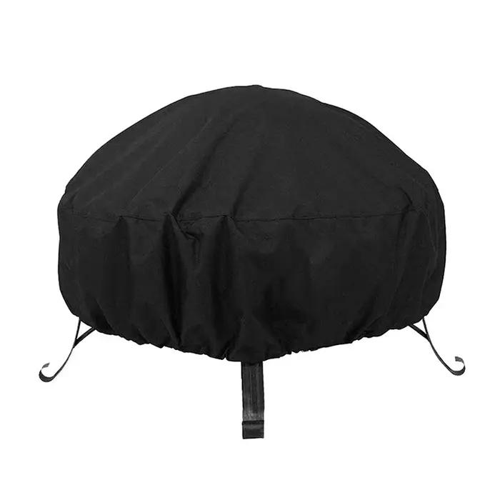 Couverture de foyer extérieure imperméable à cordon couverture de foyer noir rond Patio bol de feu c