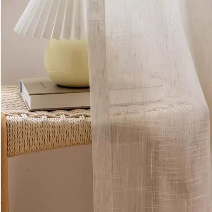 Rideaux transparents en coton et lin, Tulle blanc, pour fenêtre, salon, chambre à coucher, salle à m