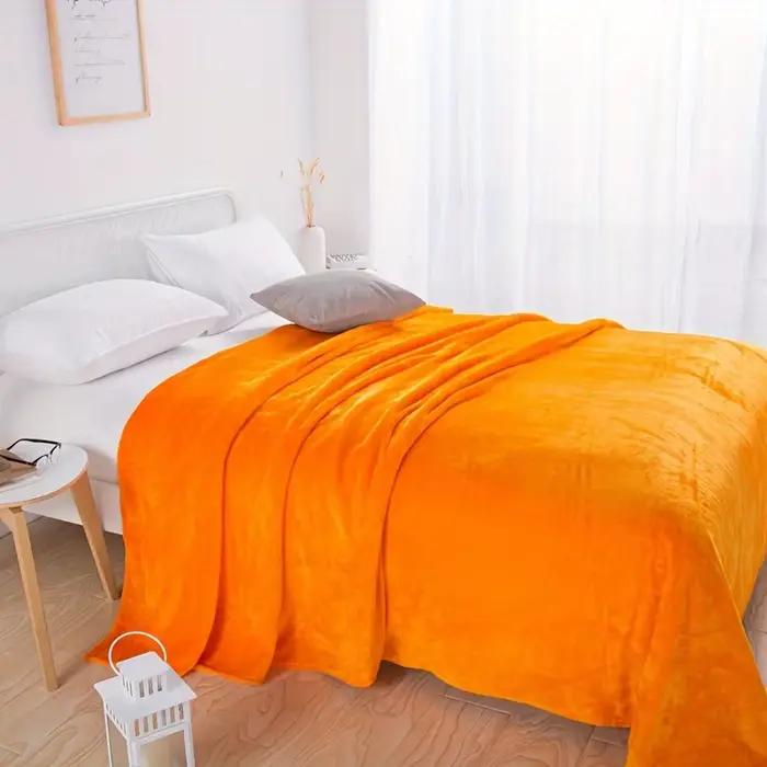 Couverture polaire Orange 1 pièce, couverture en flanelle douce et chaude avec Option de 14 couleurs