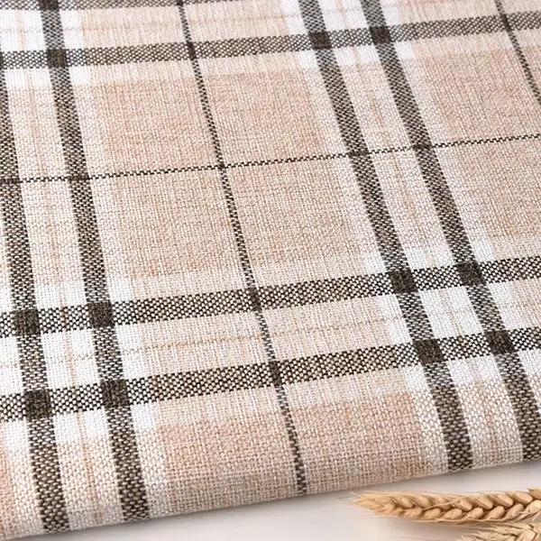 Tissu de canapé de 148 Cm de large, tissu de lin épais et épais à rayures à carreaux, nappe d'oreill