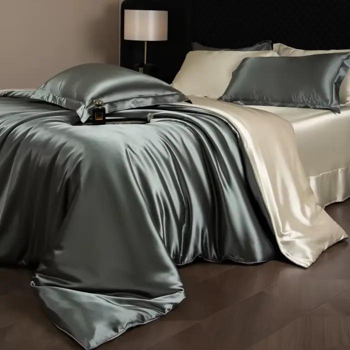 Ensemble de draps de lit en soie, ensemble de literie de luxe avec housse de couette, drap-housse/pl