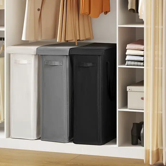 1PC 60L/15.85Gal panier à linge avec poignées et couvercle, paniers à linge fermés, adaptés aux cham