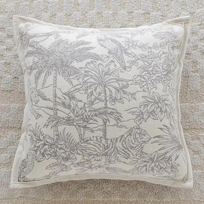 Juste de coussin en peluche bleu royal, taie d'oreiller décorative, broderie jacquard, rétro, luxe a